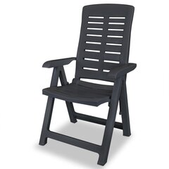 VidaXL atgāžami dārza krēsli, 6 gab., plastmasa, antracītpelēki cena un informācija | Dārza krēsli | 220.lv