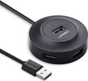 UGREEN хаб 4в1, 4xUSB, 1м, черный