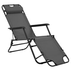 VidaXL sauļošanās krēsli, 2 gab., ar kāju balstu, tērauds, pelēki cena un informācija | Sauļošanās krēsli | 220.lv