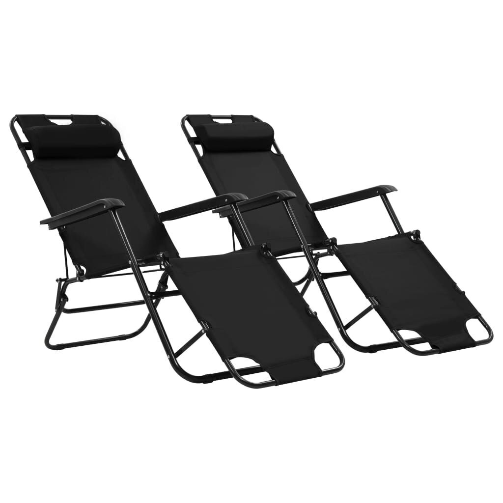 VidaXL sauļošanās krēsli, 2 gab., ar kāju balstu, tērauds, melni cena un informācija | Sauļošanās krēsli | 220.lv