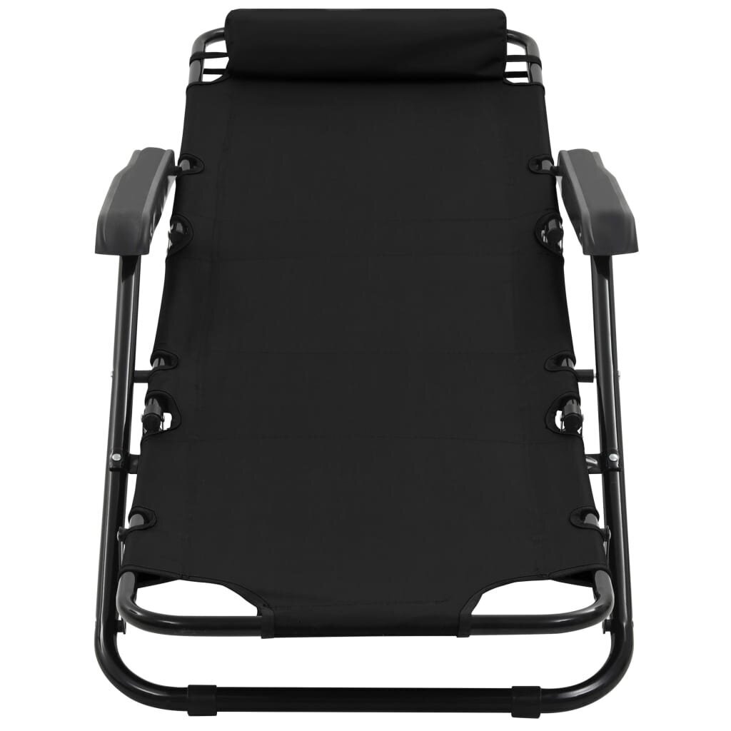 VidaXL sauļošanās krēsli, 2 gab., ar kāju balstu, tērauds, melni cena un informācija | Sauļošanās krēsli | 220.lv