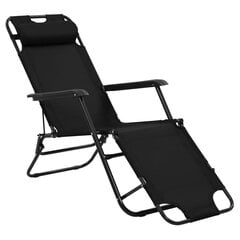 VidaXL sauļošanās krēsli, 2 gab., ar kāju balstu, tērauds, melni цена и информация | Шезлонги | 220.lv