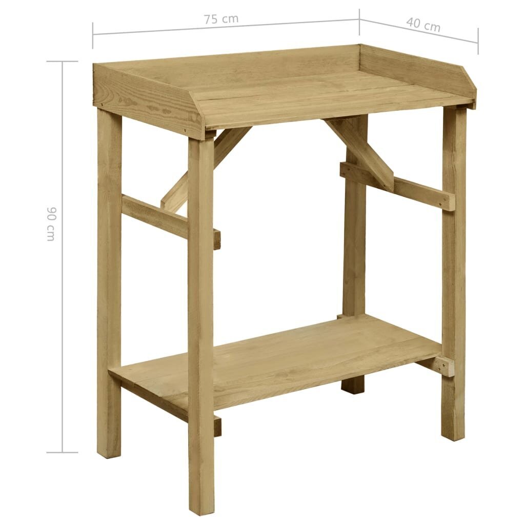 VidaXL dārza galdiņš, impregnēts priedes koks, 75x40x90 cm cena un informācija | Dārza galdi | 220.lv