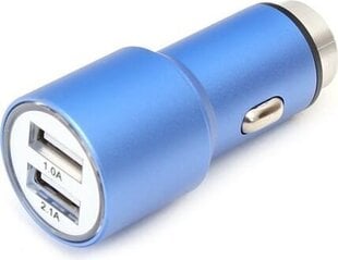 Автомобильное USB зарядное устройство OMEGA металлическое 2xUSB 5В 2.1A синее цена и информация | Зарядные устройства для телефонов | 220.lv