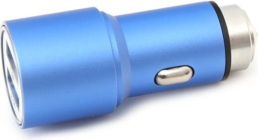 OMEGA auto USB lādētajs metāla 2xUSB 5V 2.1A zils cena un informācija | Lādētāji un adapteri | 220.lv