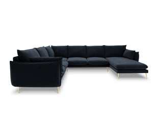 Stūra dīvāns Milo Casa Elio 7S-V, tumši zils/zeltainas krāsas cena un informācija | Stūra dīvāni | 220.lv