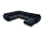 Stūra dīvāns Milo Casa Elio 7S-V, tumši zils/zeltainas krāsas