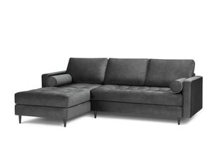 Stūra dīvāns Milo Casa Santo 4S-V, tumši pelēks/melns cena un informācija | Stūra dīvāni | 220.lv