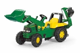 Педальный трактор с двумя ковшами Rolly Toys rollyJunior John Deere цена и информация | Конструктор автомобилей игрушки для мальчиков | 220.lv