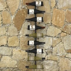 VidaXL sienas vīna pudeļu plaukts 9 pudelēm, melna dzelzs cena un informācija | Plaukti | 220.lv