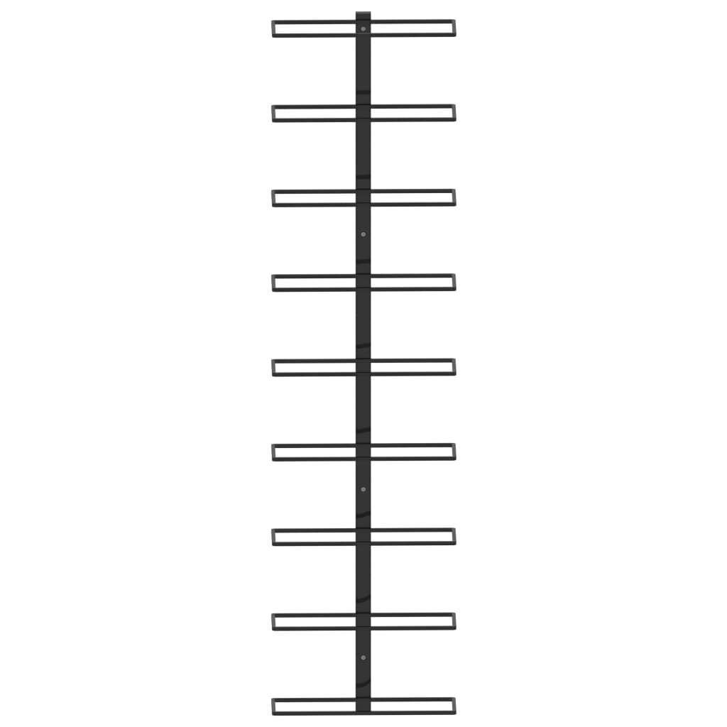 VidaXL sienas vīna pudeļu plaukts 9 pudelēm, melna dzelzs cena un informācija | Plaukti | 220.lv