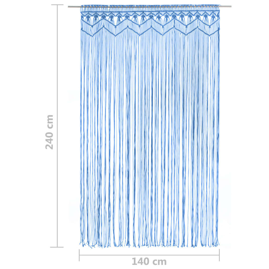 vidaXL aizkars mezglošanas tehnikā, 140x240 cm, zila kokvilna cena un informācija | Aizkari | 220.lv