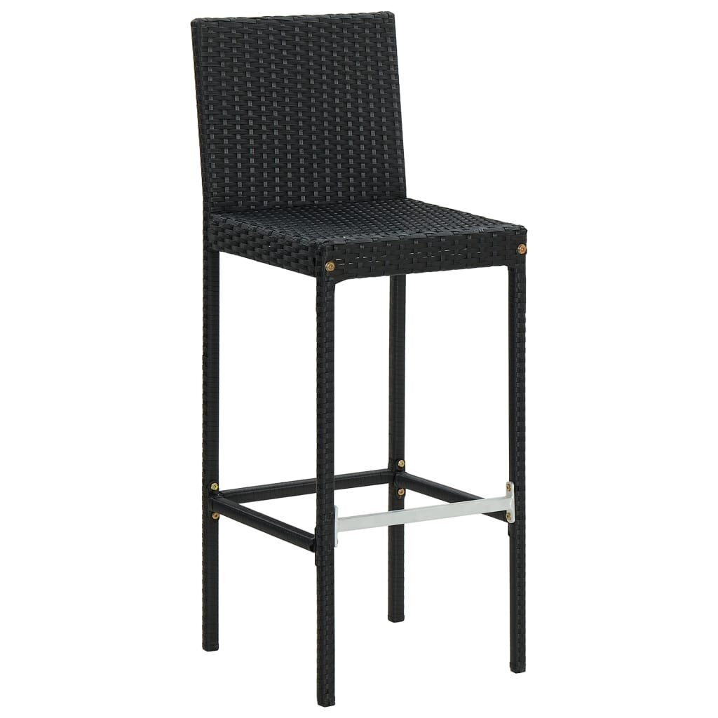 vidaXL dārza bāra krēsli ar matračiem, 2 gab., melna PE rotangpalma cena un informācija | Dārza krēsli | 220.lv