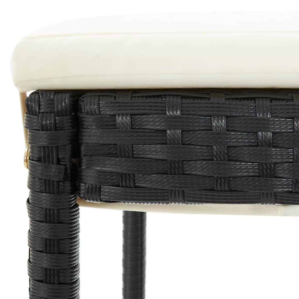 vidaXL dārza bāra krēsli ar matračiem, 2 gab., melna PE rotangpalma cena un informācija | Dārza krēsli | 220.lv