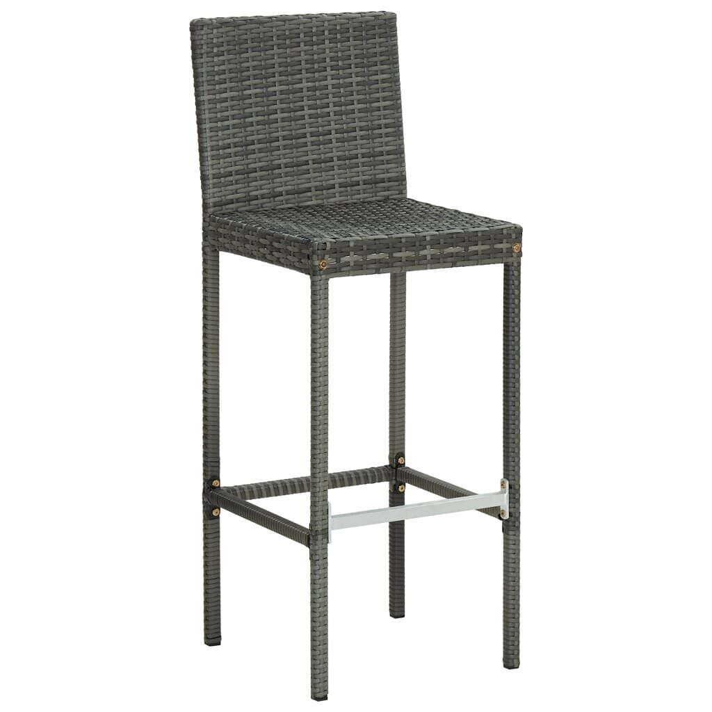 vidaXL dārza bāra krēsli ar matračiem, 2 gab., pelēka PE rotangpalma цена и информация | Dārza krēsli | 220.lv