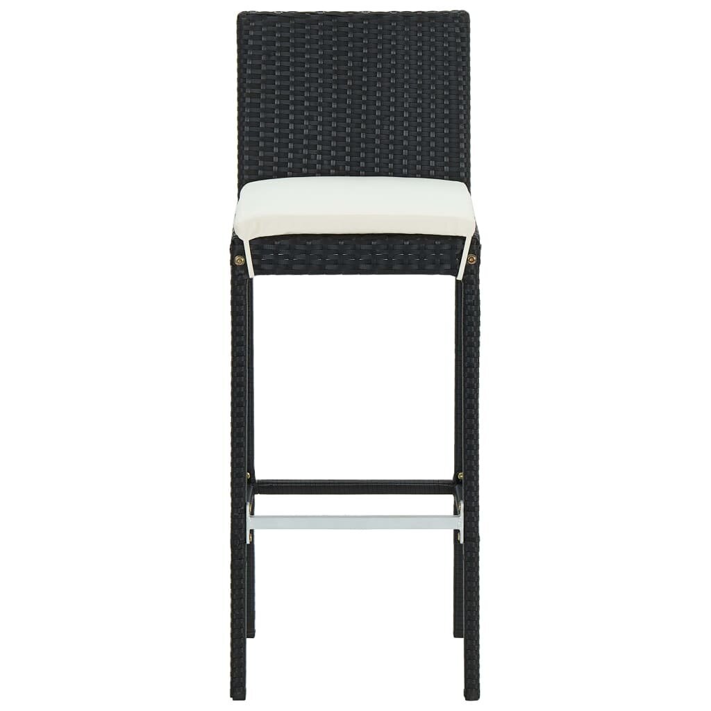 vidaXL dārza bāra krēsli ar matračiem, 4 gab., melna PE rotangpalma cena un informācija | Dārza krēsli | 220.lv