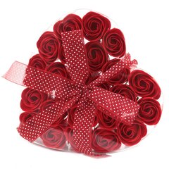 Sarkanas ziepju rozes sirds formas kastītē, 24 gab. cena un informācija | Ziepes | 220.lv