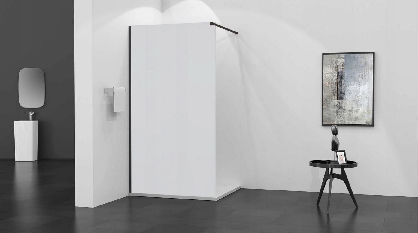 Dušas sieniņa Mexen Kioto, black, matēts stikls 70,80,90,100,110,120x200 cm cena un informācija | Dušas durvis, dušas sienas | 220.lv