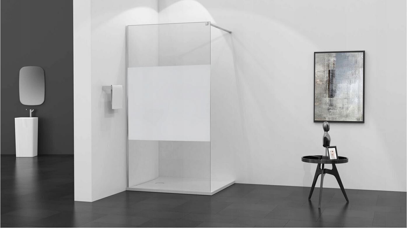 Dušas sieniņa Mexen Kioto, chroms/pusmatēts stikls 70,80,90,100,110,120x200 cm cena un informācija | Dušas durvis, dušas sienas | 220.lv