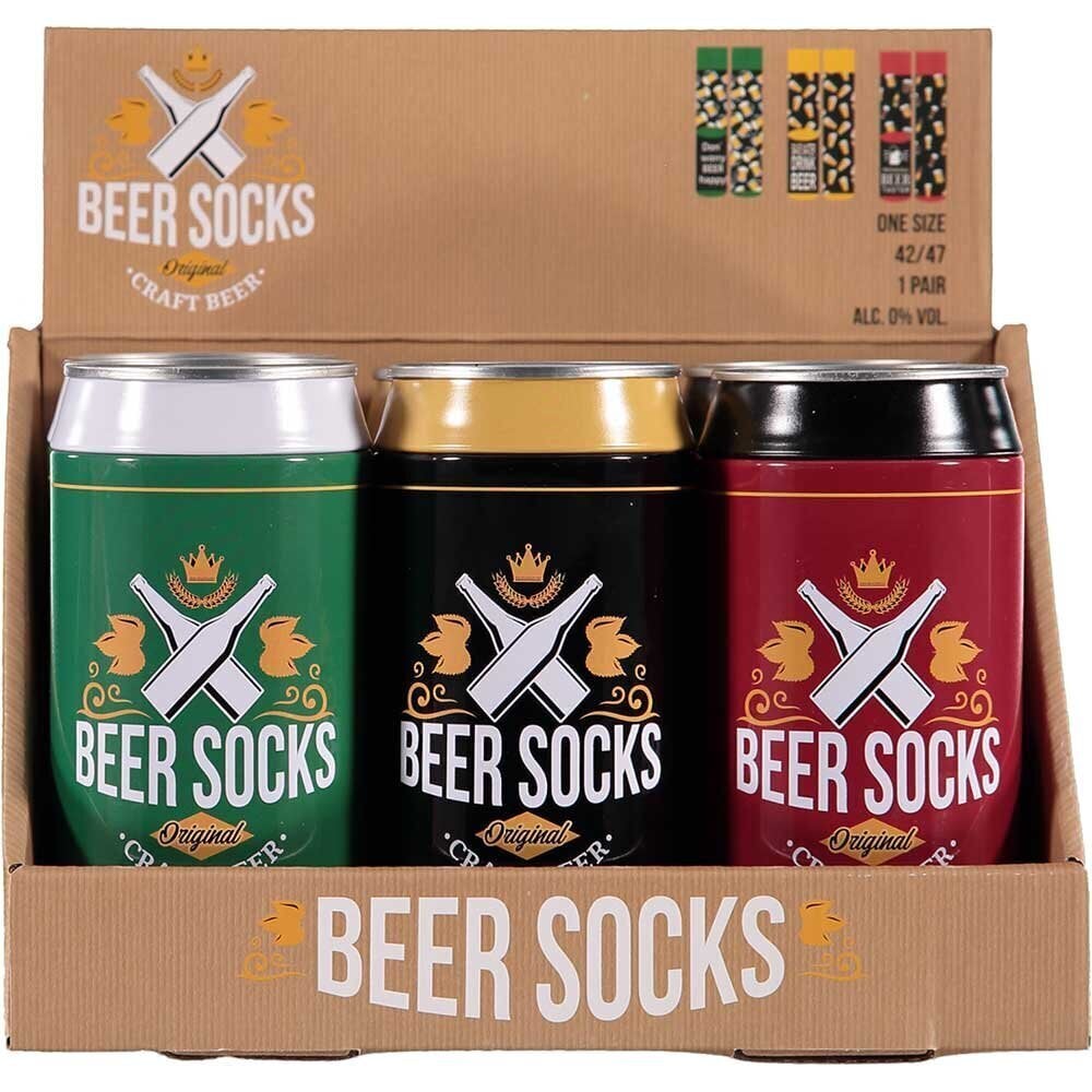 Vīriešu zeķes bundžā Beer socks, melnas cena un informācija | Vīriešu zeķes | 220.lv