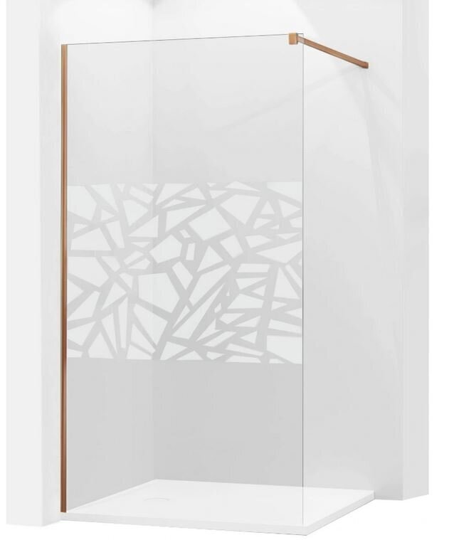 Dušas sieniņa Mexen Kioto, rose gold/stikls ar rakstu 70,80,90,100,110,120x200 cm cena un informācija | Dušas durvis, dušas sienas | 220.lv