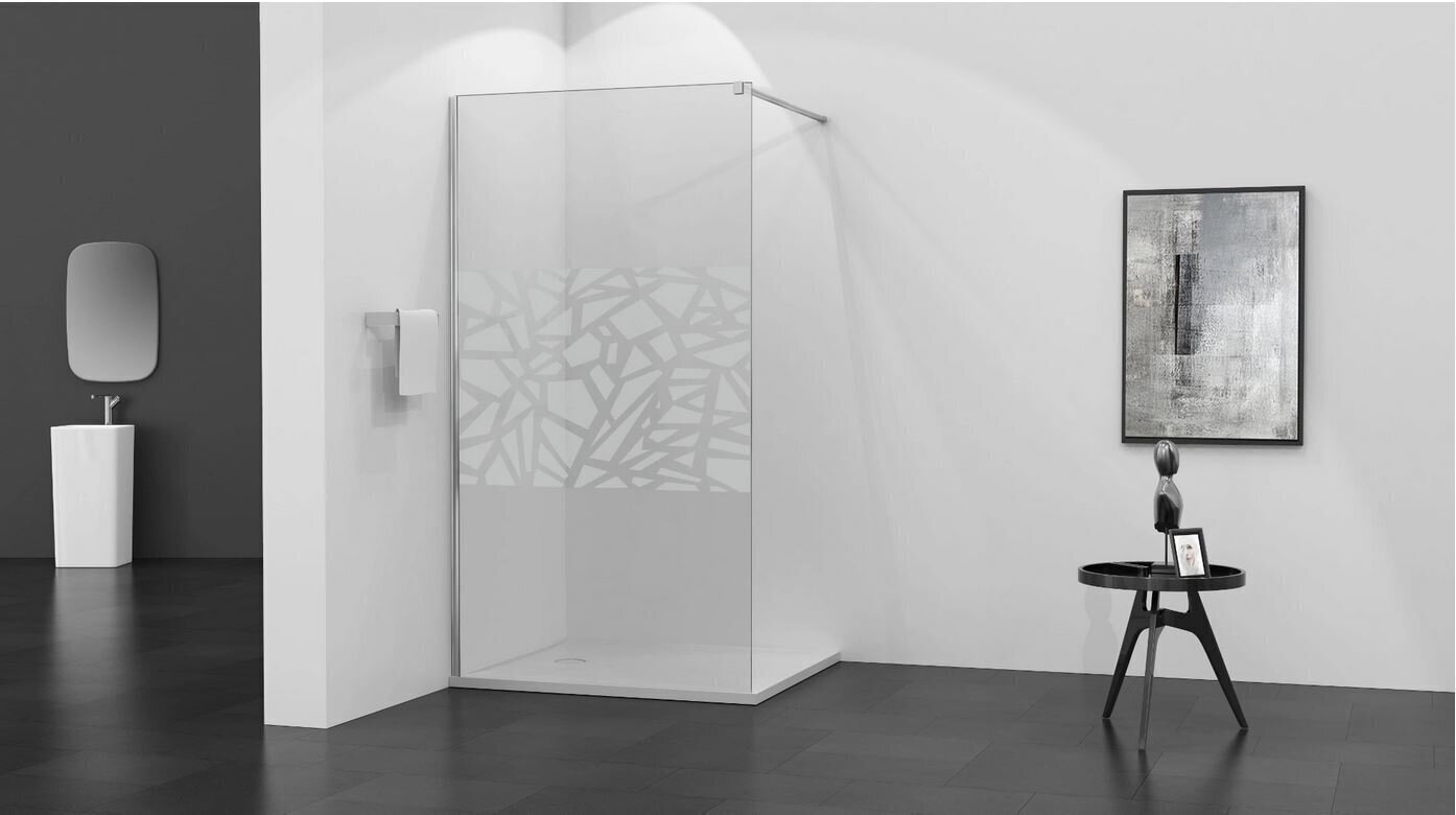 Dušas sieniņa Mexen Kioto, hroms/stikls ar rakstu 70,80,90,100,110,120x200 cm cena un informācija | Dušas durvis, dušas sienas | 220.lv