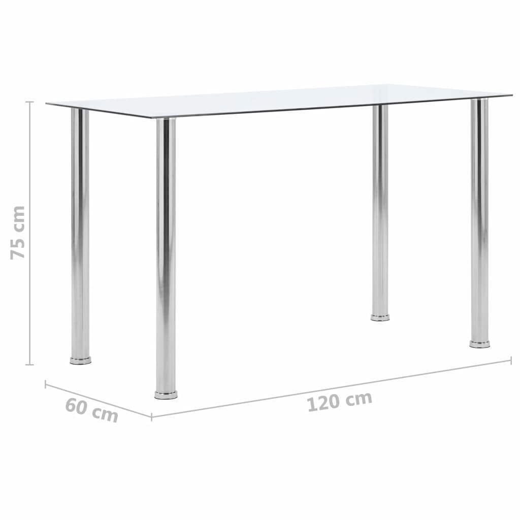 vidaXL virtuves galds, caurspīdīgs, 120x60x75 cm, rūdīts stikls cena un informācija | Virtuves galdi, ēdamgaldi | 220.lv