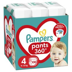 Autiņbiksītes-biksītes PAMPERS Pants Mega Pack 4 izmērs, 9-15 kg, 108 gab. цена и информация | Подгузники | 220.lv