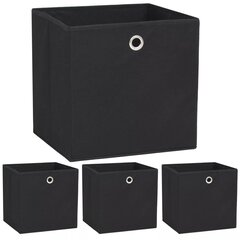 vidaXL uzglabāšanas kastes, 4 gab., melns neausts audums, 32x32x32 cm cena un informācija | Veļas grozi un mantu uzglabāšanas kastes | 220.lv