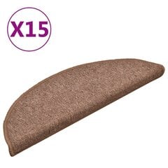 vidaXL kāpņu paklāji, 15 gab., 56x17x3 cm, brūni cena un informācija | Paklāji | 220.lv