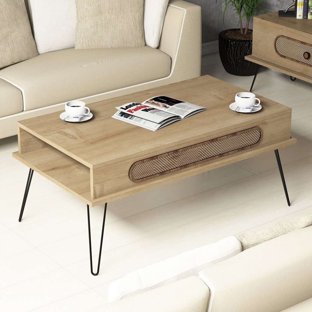 Kafijas galdiņš Kalune Design 845, gaiši brūns cena un informācija | Žurnālgaldiņi | 220.lv