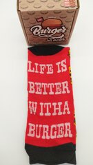 Vīriešu zeķes dāvanu kastē Burger socks, Life is better with a burger цена и информация | Мужские носки | 220.lv