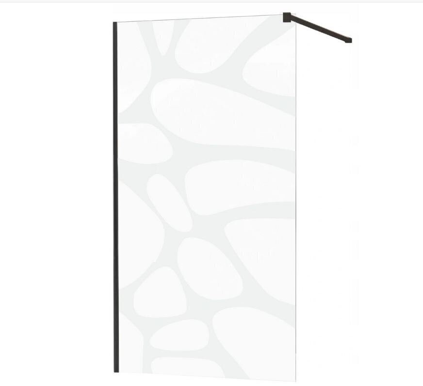 Dušas sieniņa Mexen Kioto, black/stikls ar rakstu 70,80,90,100,110,120x200 cm cena un informācija | Dušas durvis, dušas sienas | 220.lv