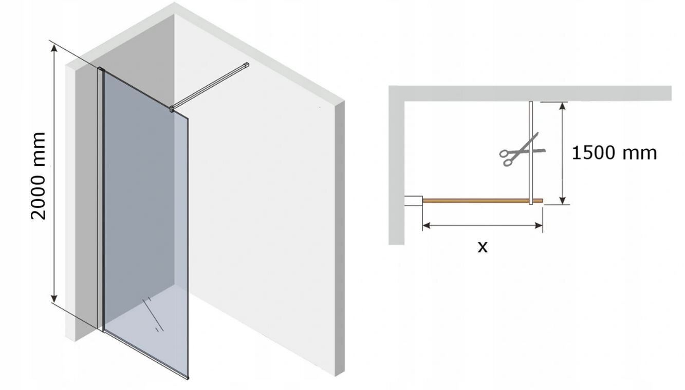 Dušas sieniņa Mexen Kioto, black/stikls ar rakstu 70,80,90,100,110,120x200 cm cena un informācija | Dušas durvis, dušas sienas | 220.lv