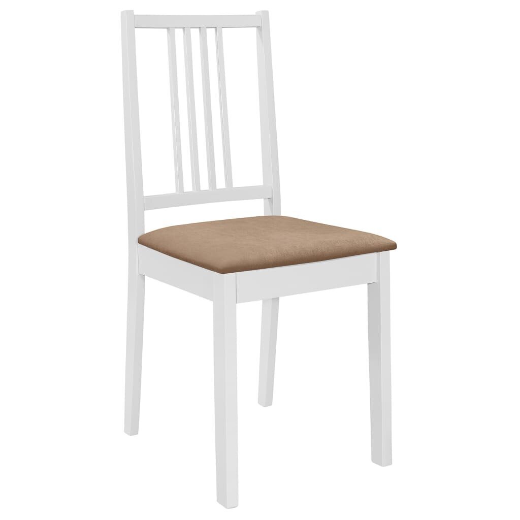 vidaXL virtuves krēsli ar matračiem, 2 gab., balts masīvkoks цена и информация | Virtuves un ēdamistabas krēsli | 220.lv