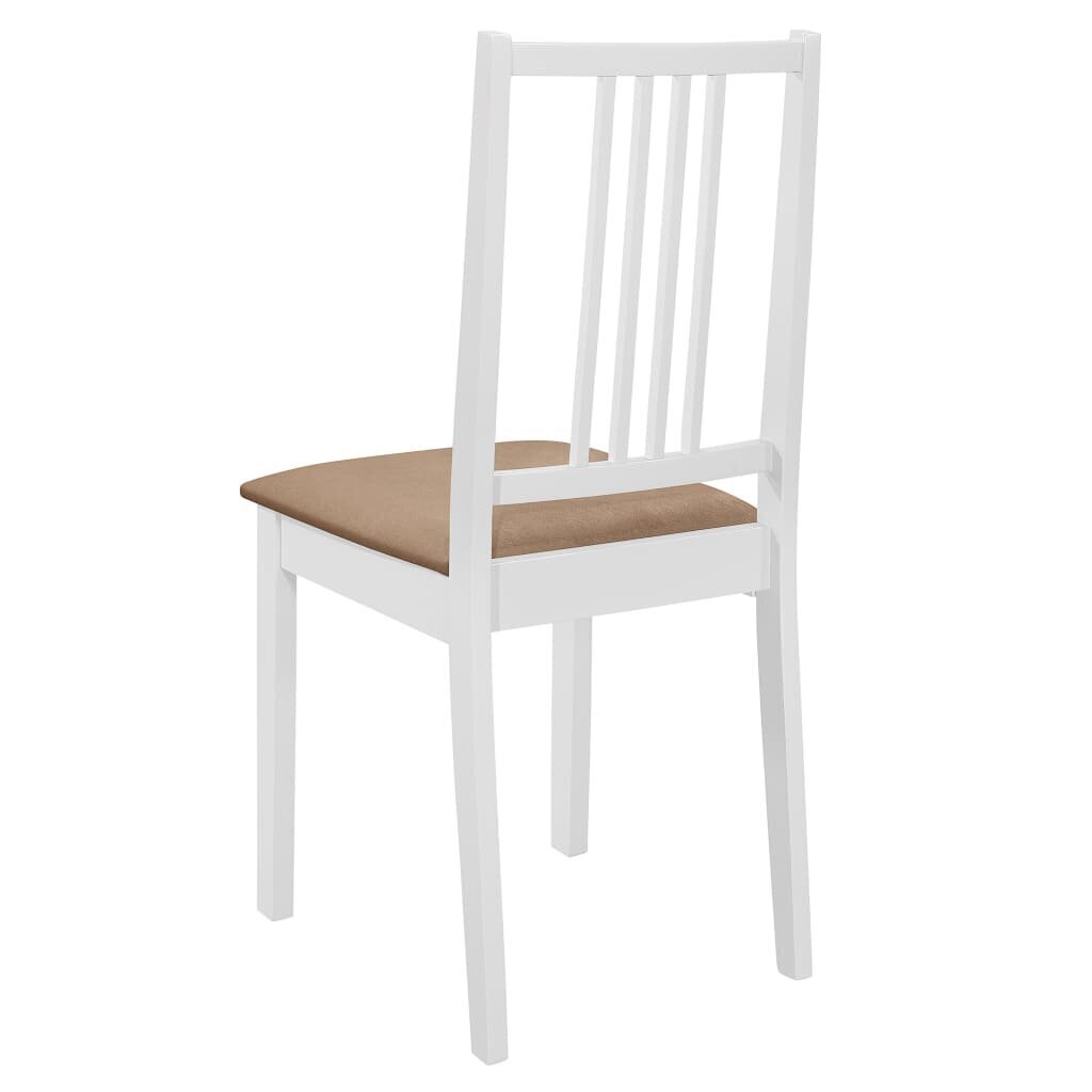 vidaXL virtuves krēsli ar matračiem, 2 gab., balts masīvkoks cena un informācija | Virtuves un ēdamistabas krēsli | 220.lv