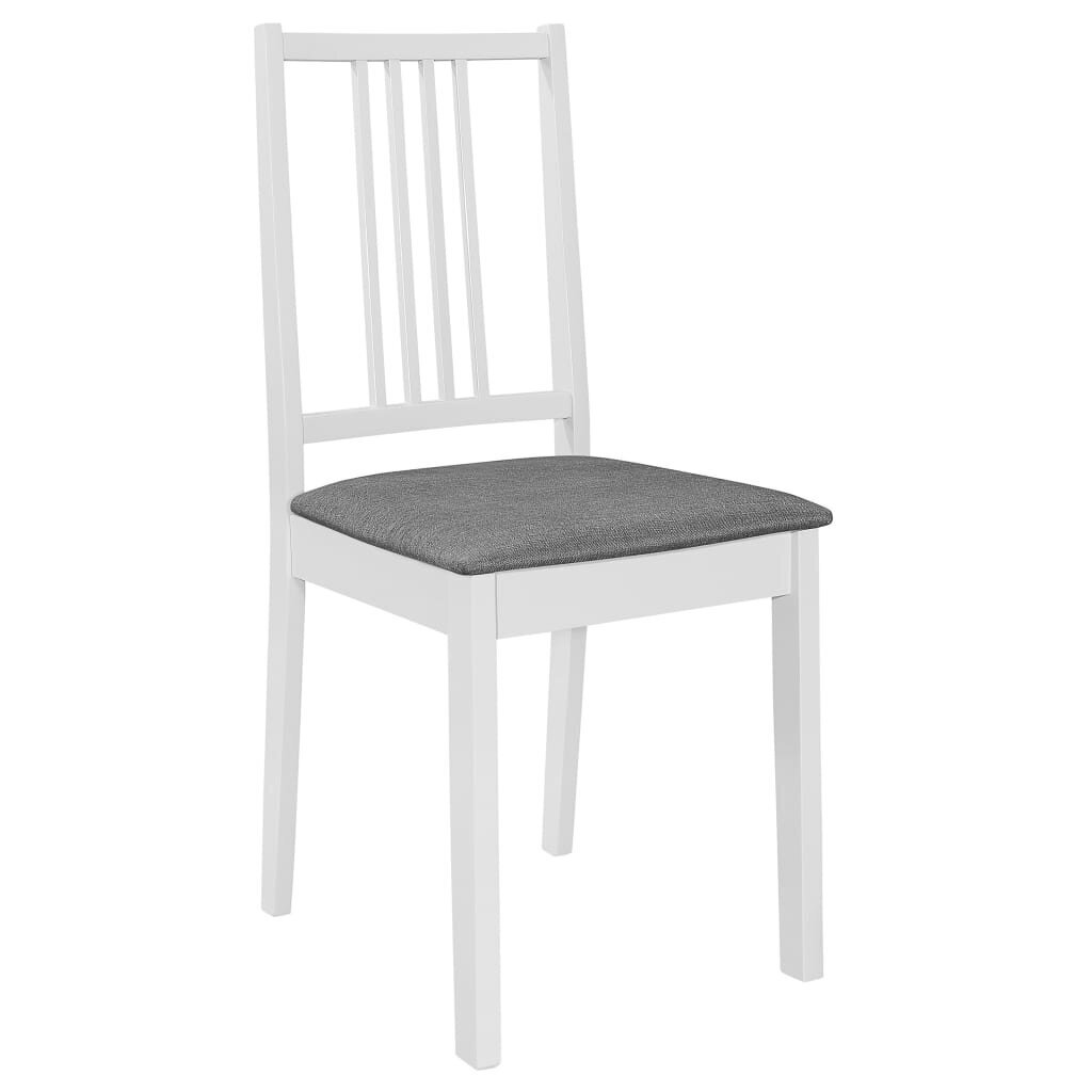 vidaXL virtuves krēsli ar matračiem, 6 gab., balts masīvkoks cena un informācija | Virtuves un ēdamistabas krēsli | 220.lv