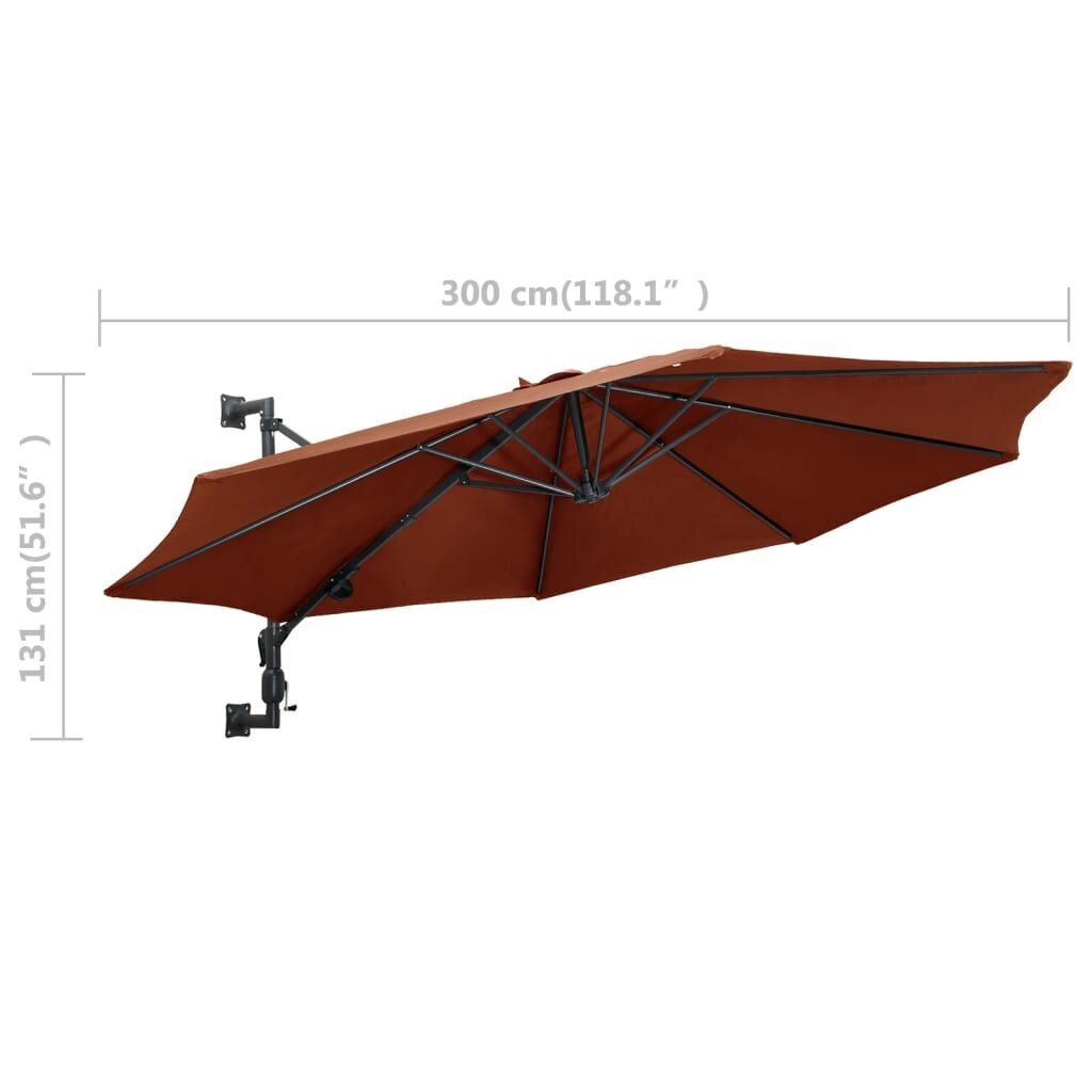 vidaXL saulessargs ar metāla kātu, sarkanbrūns, 300 cm цена и информация | Saulessargi, markīzes un statīvi | 220.lv