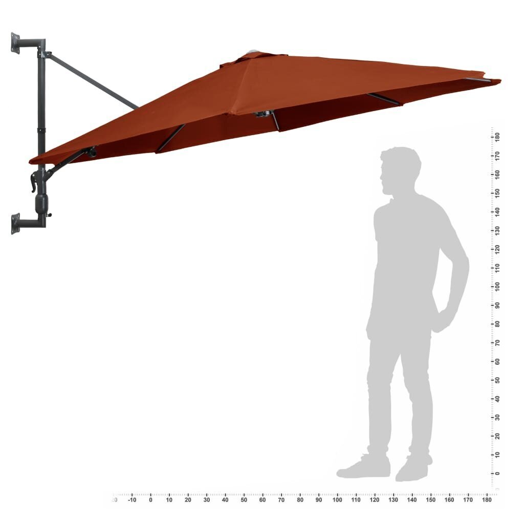 vidaXL saulessargs ar metāla kātu, sarkanbrūns, 300 cm цена и информация | Saulessargi, markīzes un statīvi | 220.lv