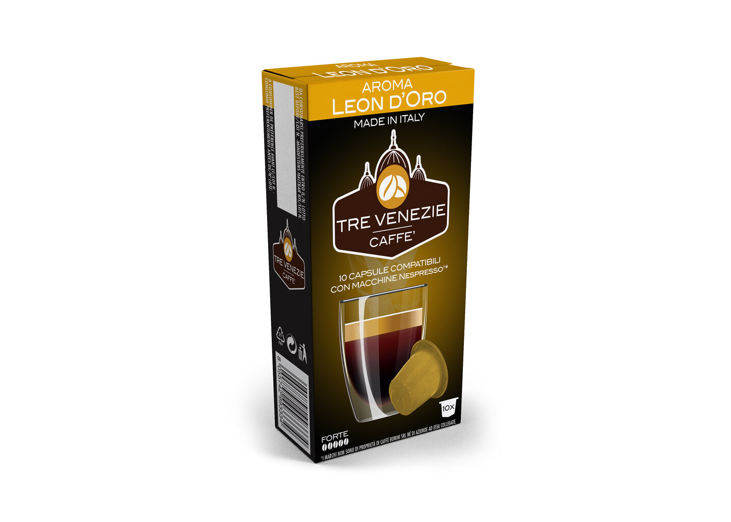 Kafijas kapsulas "Tre Venezie Leon D'Oro", kas ir saderīgas ar "Nespresso®*", 10 kapsulas cena un informācija | Kafija, kakao | 220.lv