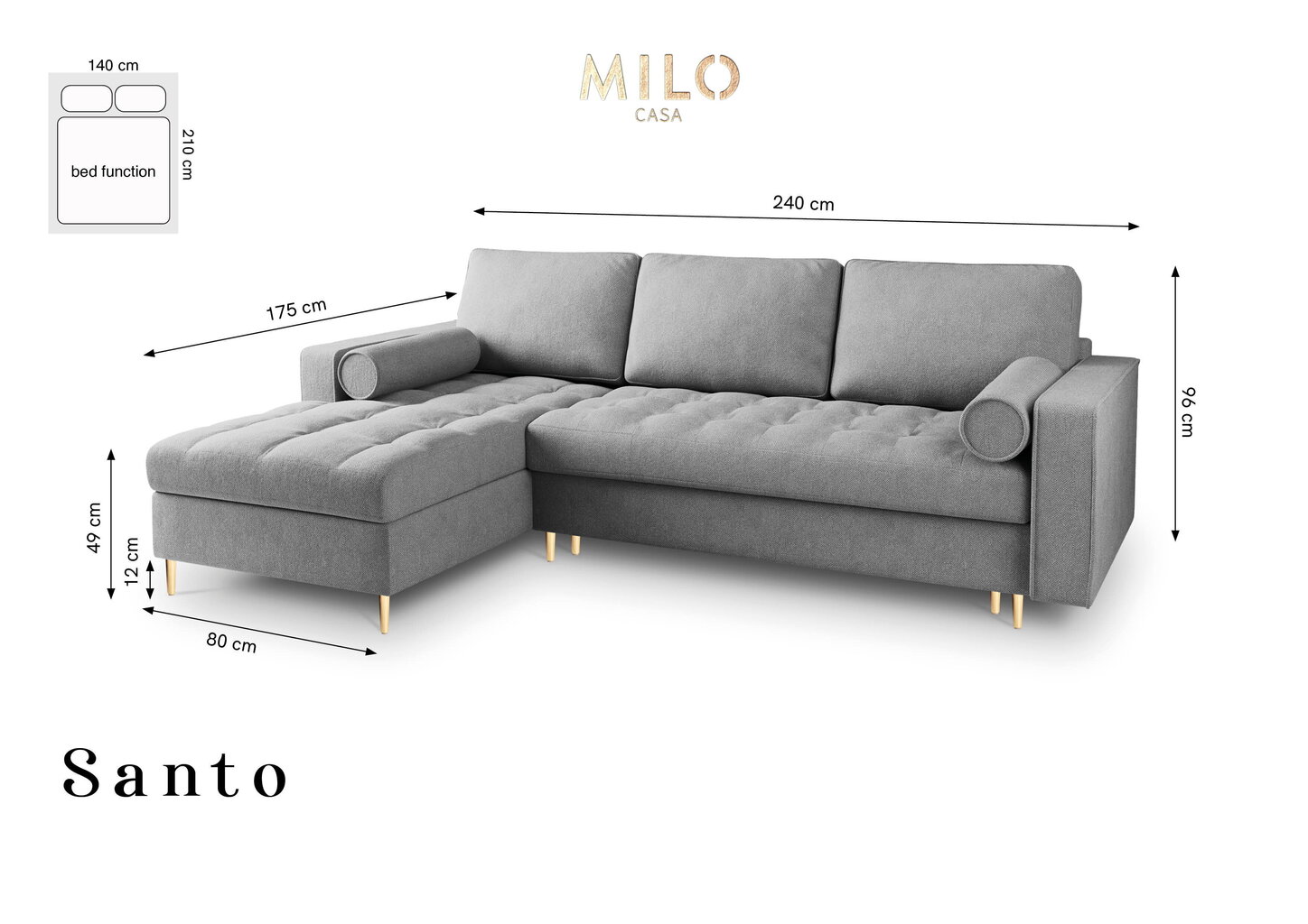 Stūra dīvāns Milo Casa Santo 5S, smilškrāsas cena un informācija | Stūra dīvāni | 220.lv