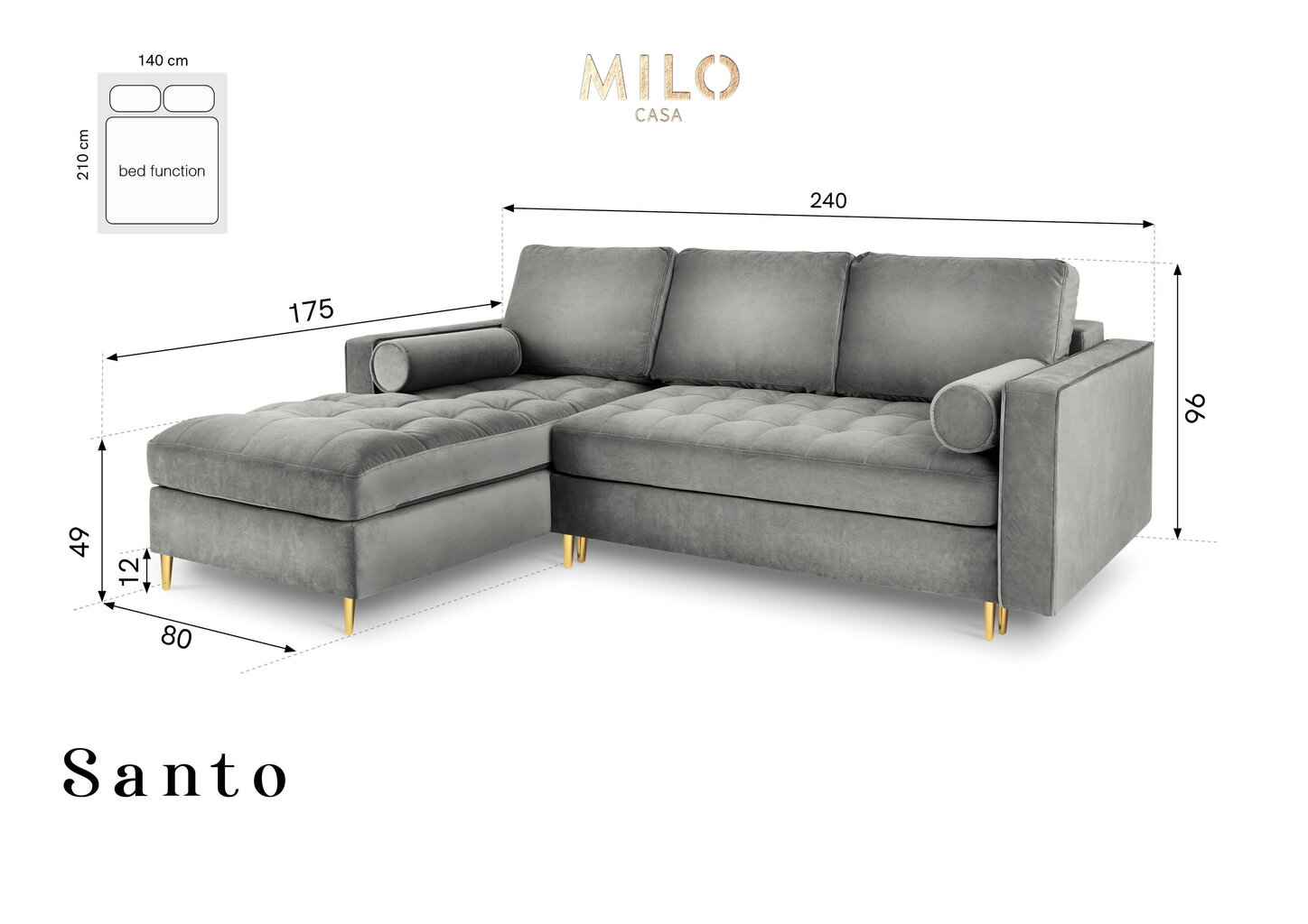 Stūra dīvāns Milo Casa Santo 5S-V, zils цена и информация | Stūra dīvāni | 220.lv