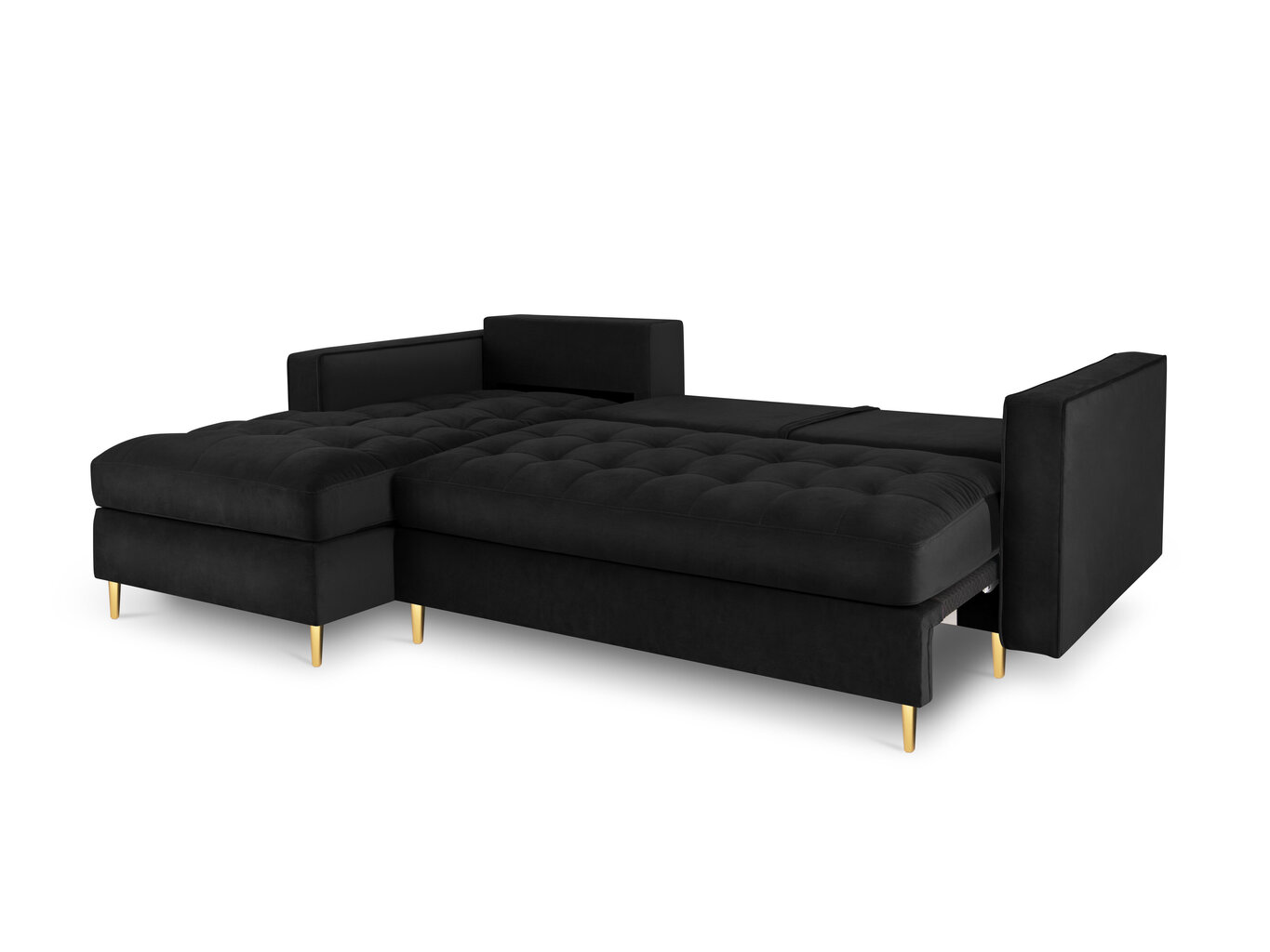 Stūra dīvāns Milo Casa Santo 5S-V, melns/zeltainas krāsas cena un informācija | Stūra dīvāni | 220.lv