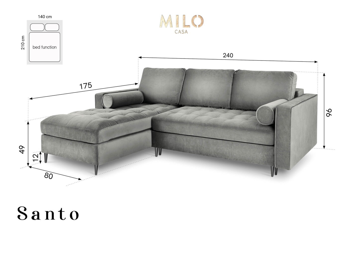 Stūra dīvāns Milo Casa Santo 5S-V, zils/melns cena un informācija | Stūra dīvāni | 220.lv