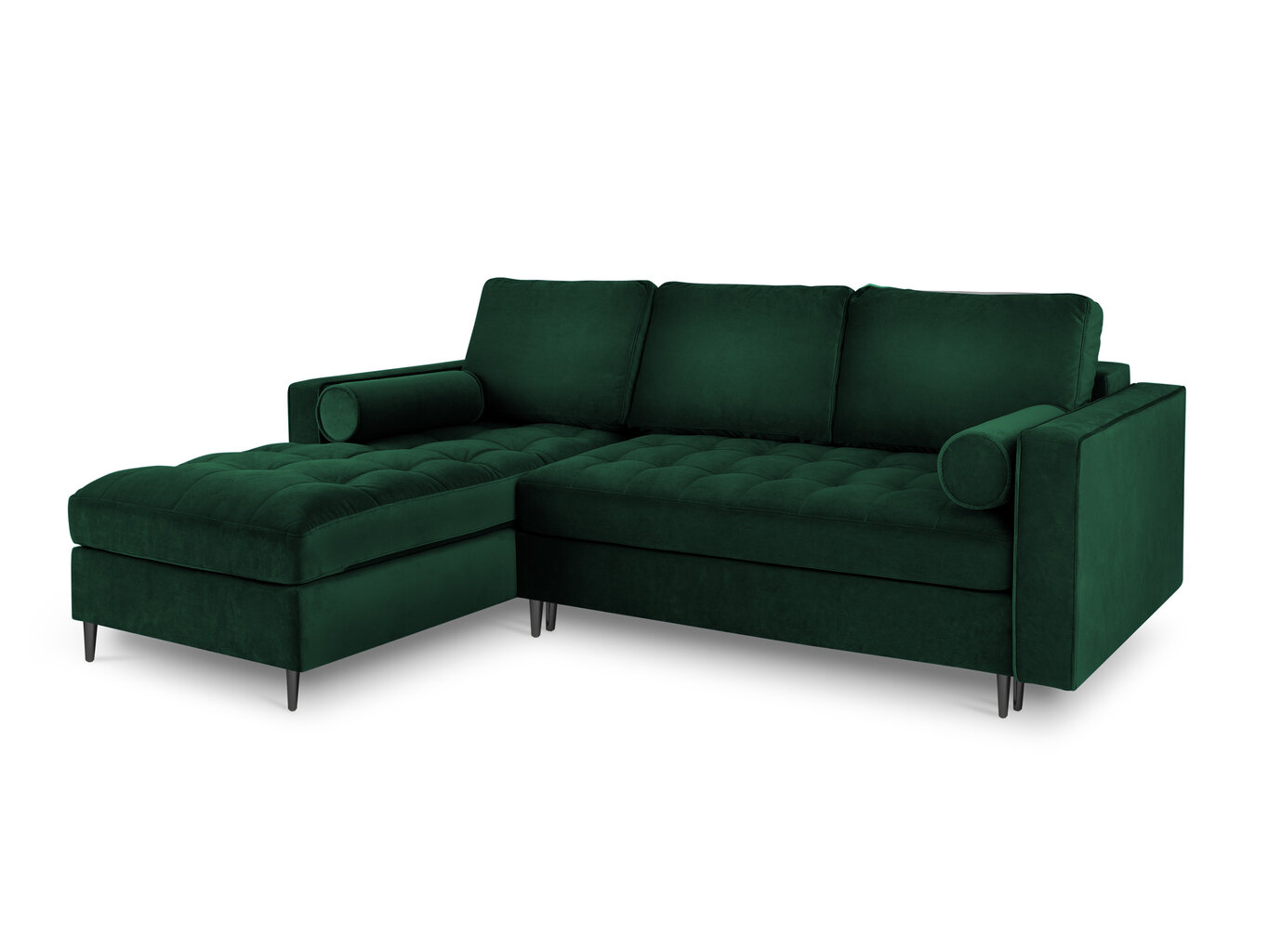 Stūra dīvāns Milo Casa Santo 5S-V, tumši zaļš/melns cena un informācija | Stūra dīvāni | 220.lv