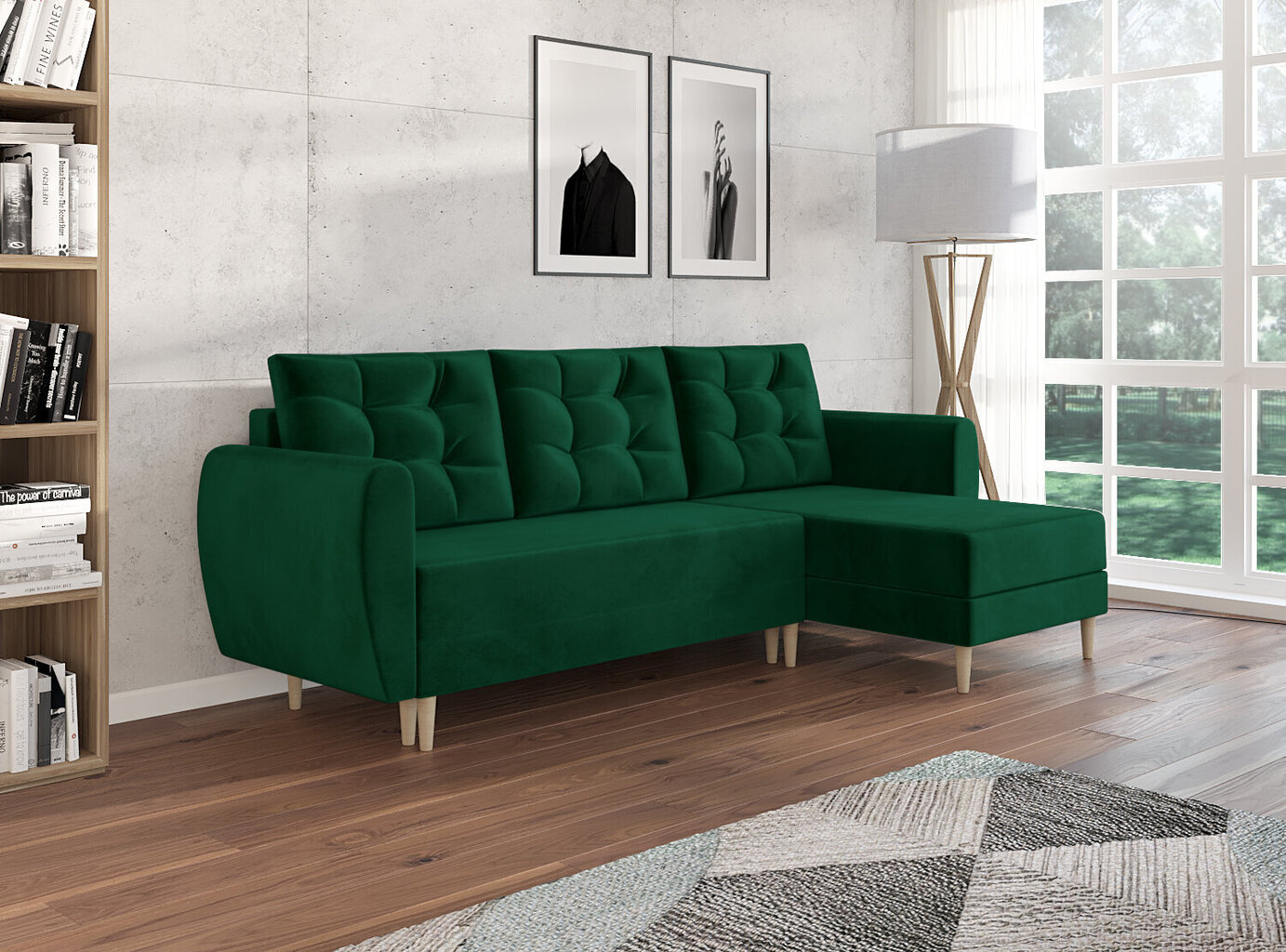 Universāls stūra dīvāns Bergen, zaļš cena un informācija | Stūra dīvāni | 220.lv