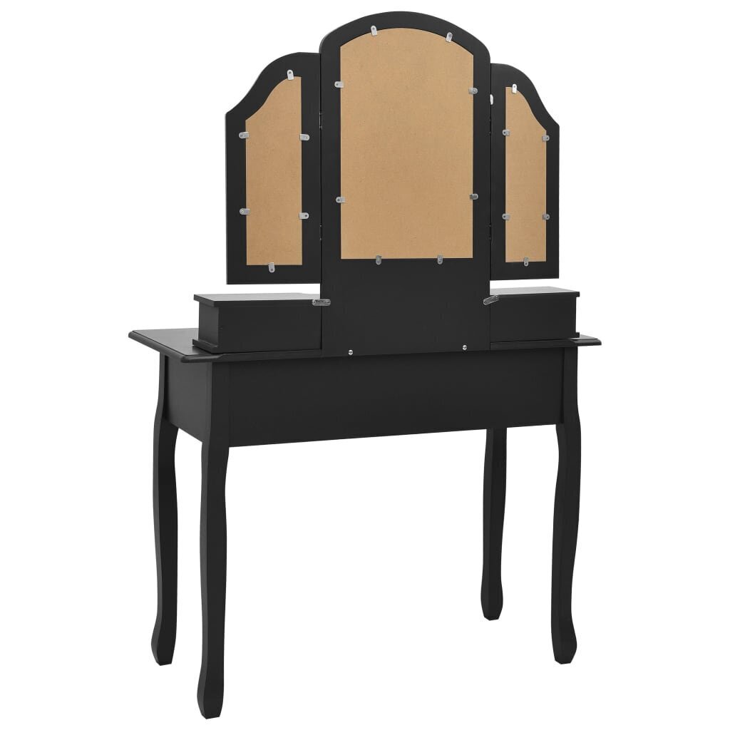 vidaXL spoguļgaldiņš ar tabureti, melns, 100x40x146cm, paulonijas koks cena un informācija | Kosmētikas galdiņi | 220.lv