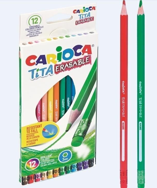 Krāsainie zīmuļi ar dzēšgumiju Tita Carioca, 12 krāsas cena un informācija | Modelēšanas un zīmēšanas piederumi | 220.lv