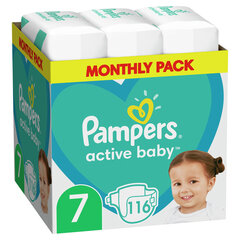 Autiņbiksītes PAMPERS Active Baby MSB S7, 116 gab. cena un informācija | Autiņbiksītes | 220.lv