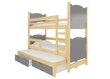 Divstāvu gulta Leticia, 180x75 cm/172x75 cm, pelēka/brūna cena un informācija | Bērnu gultas | 220.lv